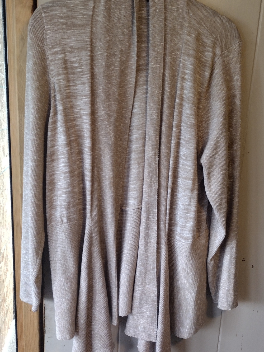 Verve Ami Heathered Taupe Open Drape Cardigan